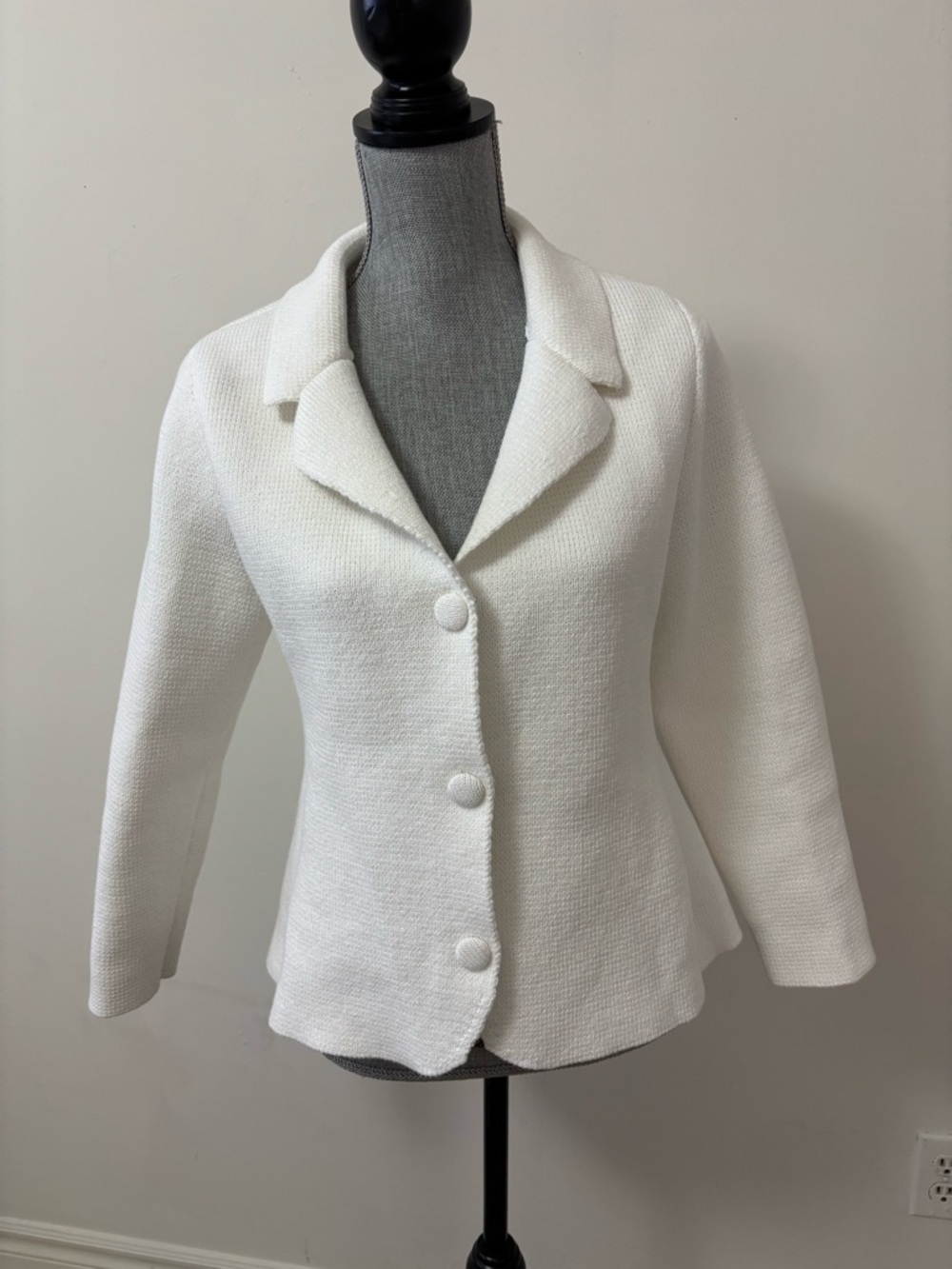 Zara Classic White Knit Women's Blazer Jacket - Picture 4 of 13